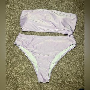 Cute purple high rise strapless bikini
